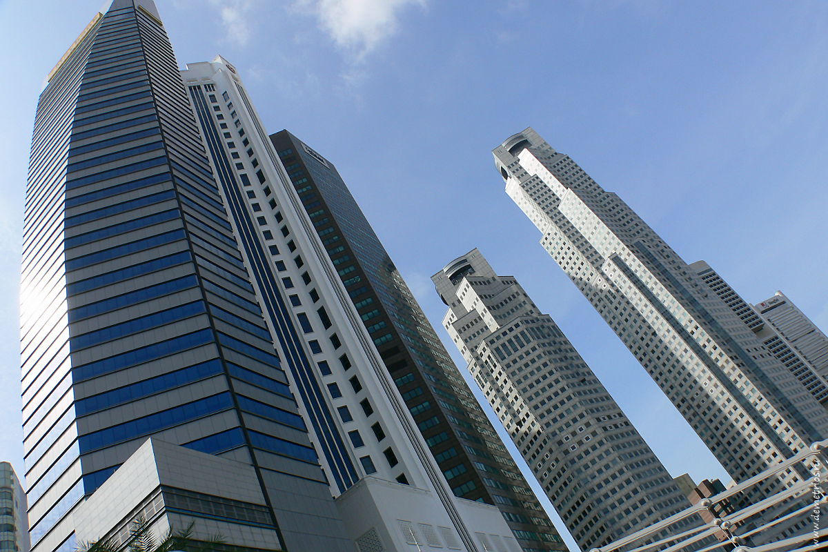 Башни Сингапура, Maybank Tower, Лодочная набережная, Singapore towers, Boat Quay